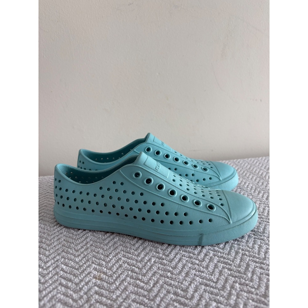 Native Jefferson Bloom Turquoise Blue Perforated Slip On Sneakers Womens 6 Men 4